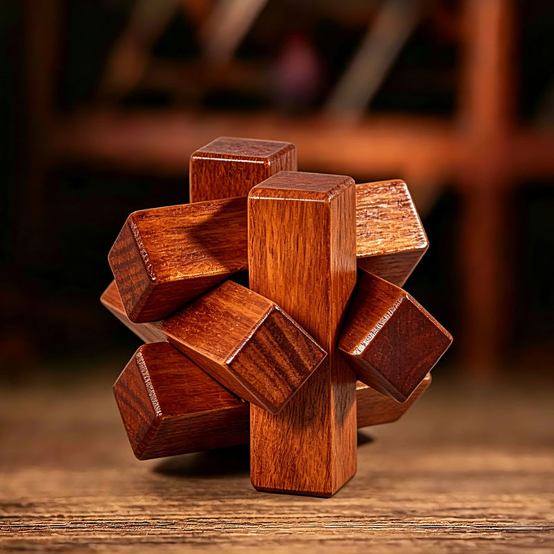 Brain Teaser Cube - Ahşap Düğüm Bulmacası IQ Mantık Eğitimi