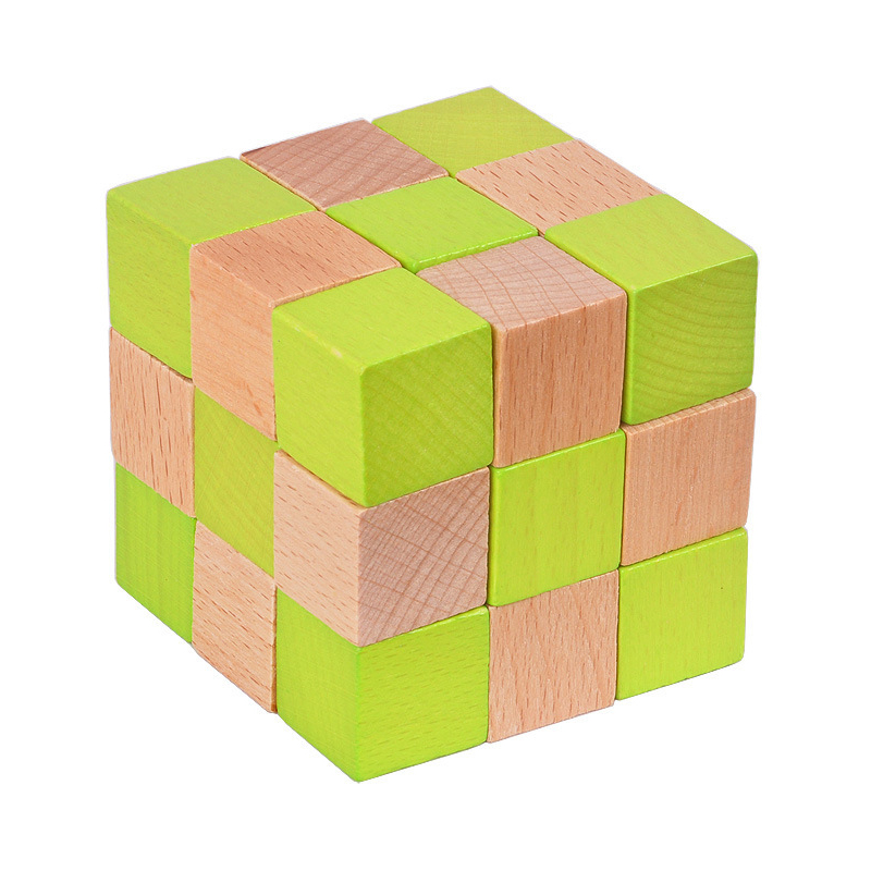 Brain Teaser Cube - Ahşap Yılan Küp Bulmacası IQ Mantık